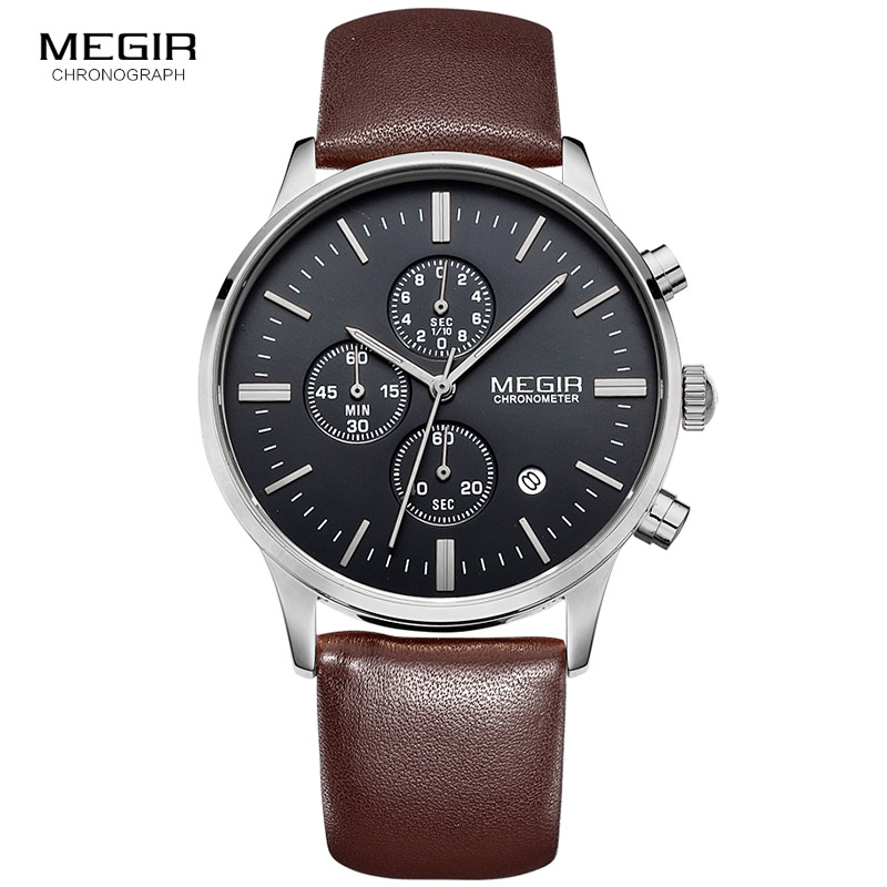 Suede Strap Watch - Megir orologi al quarzo da uomo