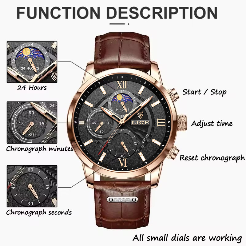 Orologi da uomo LIGE Top Brand - Suede Strap Watch recensione e prezzo